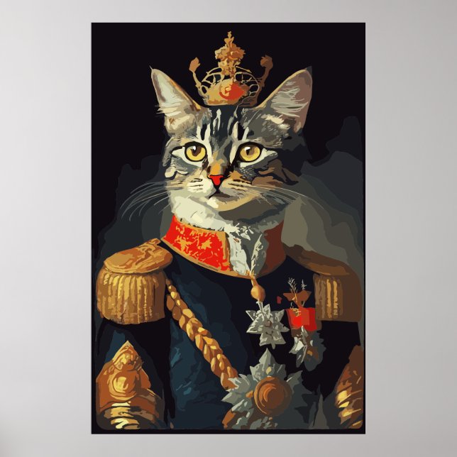 Katze in königlicher Uniform Poster (Vorne)