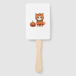 Katze in Kürbiskostüm zu Halloween Fächer