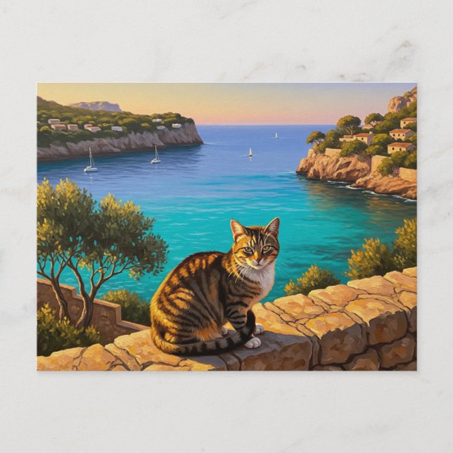 Katze in Mallorca Spanien Reisen Postkarte (Vorderseite)
