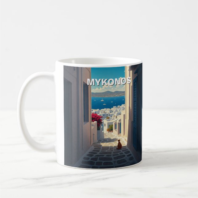 Katze in Mykonos Greece Cyclades Travel Kaffeetasse (Links)