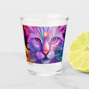 Katze in Neonfarben Schnapsglas