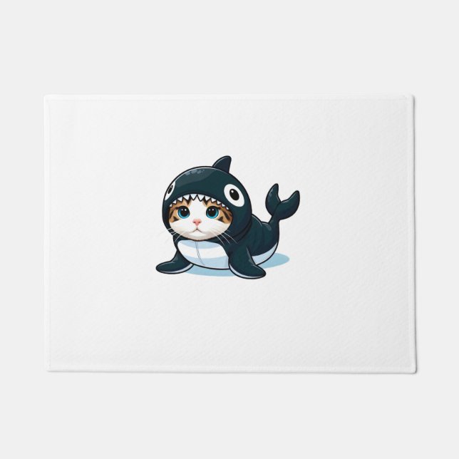 Katze in Orca Kostüm Fußmatte (Vorderseite)