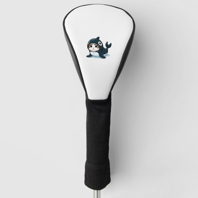 Katze in Orca Kostüm Golf Headcover (Vorderseite)