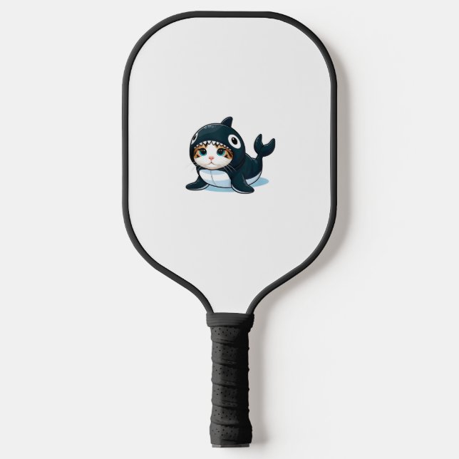 Katze in Orca Kostüm Pickleball Schläger (Vorderseite)