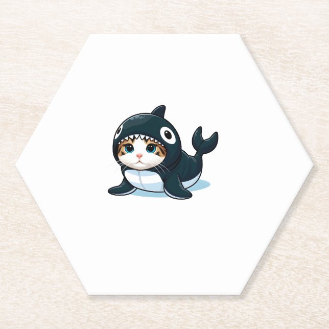 Katze in Orca Kostüm Untersetzer (Vorderseite)