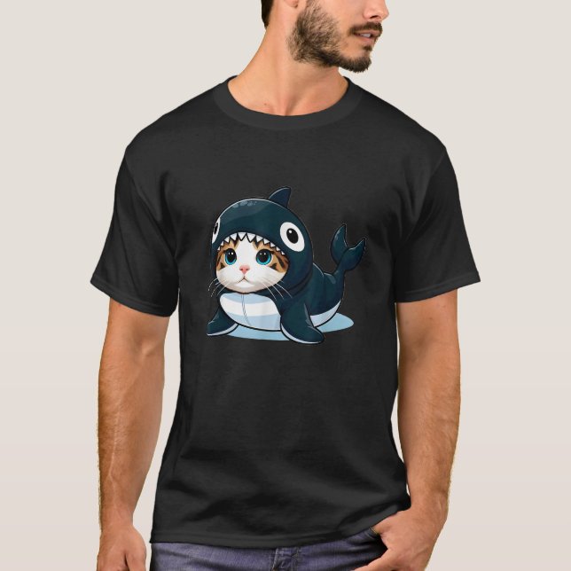 Katze in Orca Kostüme Männer Frauen Kinder T-Shirt (Vorderseite)