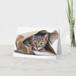 Katze in Papiertüte Geburtstag Karte
