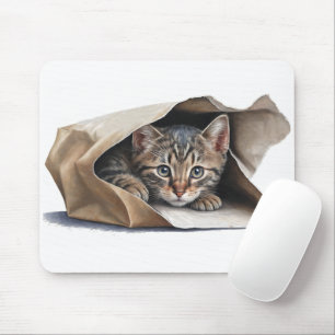 Katze in Papiertüte Mousepad
