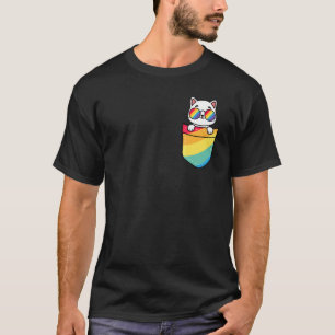 Katze in Pocket Gay Pride Lgbtq Regenbogenflagge S T-Shirt