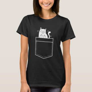 Katze in Pocket Geben Sie dem Finger-T - Shirt