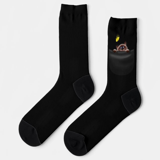 Katze in Pocket Socken (Linkes Detail)
