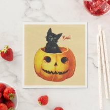 Katze in Pumpkin Halloween Papier Napkins