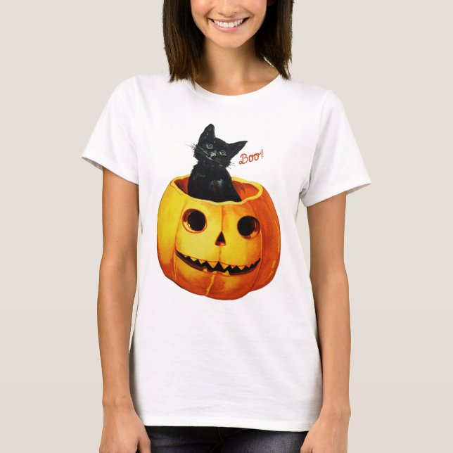 Katze in Pumpkin Halloween T-Shirt (Vorderseite)