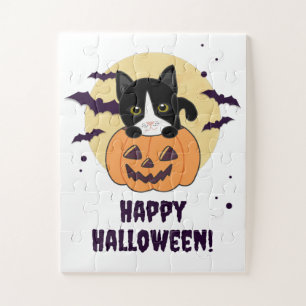 Katze in Pumpkin Sweet Cats Happy Halloween Jigsaw Puzzle
