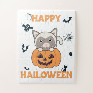Katze in Pumpkin Sweet Cats Happy Halloween Jigsaw Puzzle