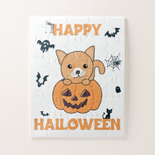 Katze in Pumpkin Sweet Cats Happy Halloween Jigsaw Puzzle