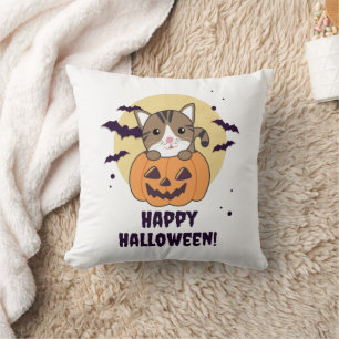 Katze in Pumpkin Sweet Cats Happy Halloween Kissen