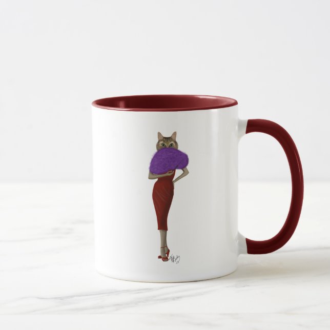 Katze in rotem Kleid Tasse (Rechts)