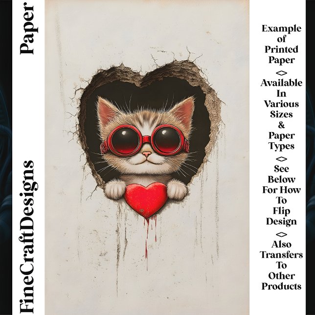 Katze in Roter Brille, Red Heart AQ2 Scrapbook Pap (Von Creator hochgeladen)