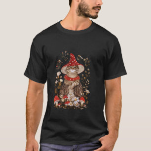 Katze in roter Mütze zwischen Wildblumen T-Shirt