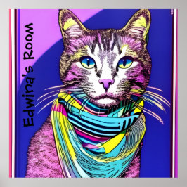 Katze in Scarf. Name/Text bearbeiten Poster