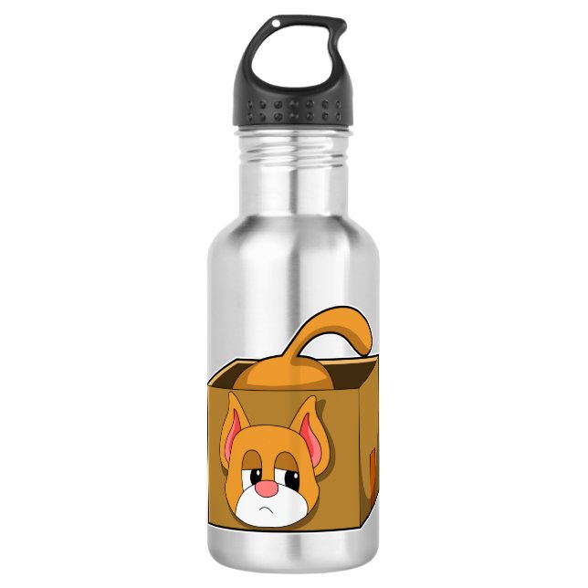 Katze in Schachtel Edelstahlflasche (Vorderseite)