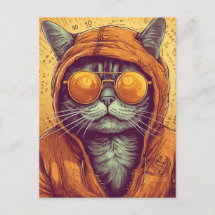 Katze in Sonnenbrille Postkarte