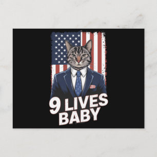 Katze in Suite mit Trump-Haar-Amerikanische-Flagge Postkarte
