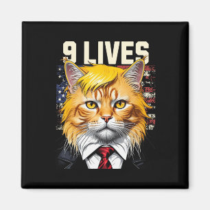 Katze in Suite mit Trump-Haar neun Leben USA-Flagg Magnet