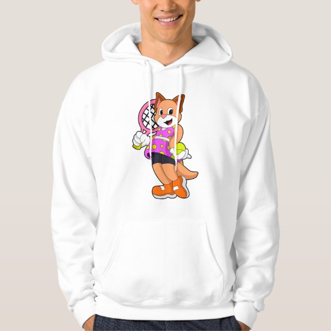 Katze in Tennis mit Tennisschläger Hoodie (Vorderseite)