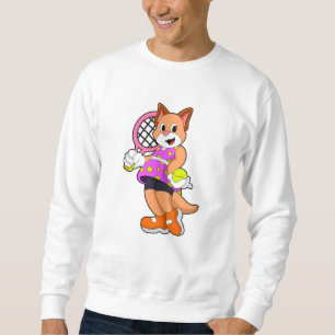 Katze in Tennis mit Tennisschläger Sweatshirt