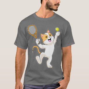 Katze in Tennis mit Tennisschläger T-Shirt