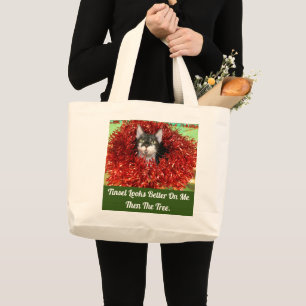 Katze in Tinsel Tote Bag Jumbo Stoffbeutel