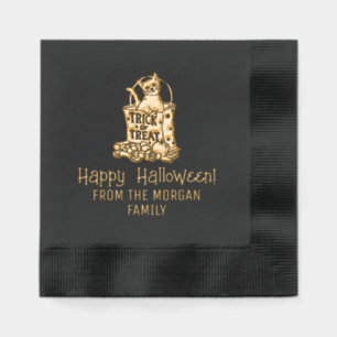 Katze in Trick Leckerei Bag Happy Halloween Wünsch Servietten Mit Folie