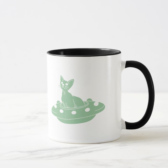 Katze in Ufo - Wählen Sie die Hintergrundfarbe Tasse (Rechts)