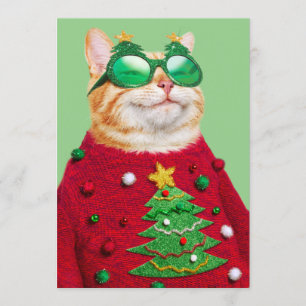 Katze in Ugly Christmas Sweater Einladung