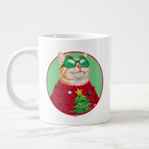 Katze in Ugly Christmas Sweater Jumbo-Tasse