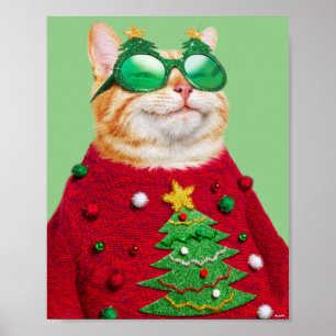 Katze in Ugly Christmas Sweater Poster