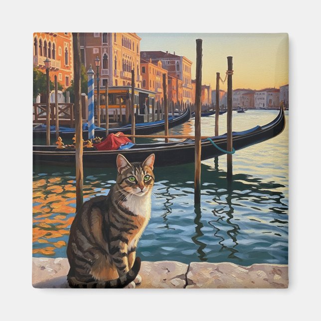 Katze in Venedig Italien Reisen Magnet (Vorne)