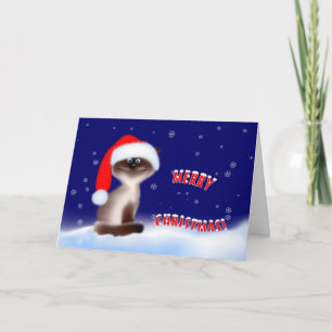 Katze in Weihnachtsmannmütze Feiertagskarte
