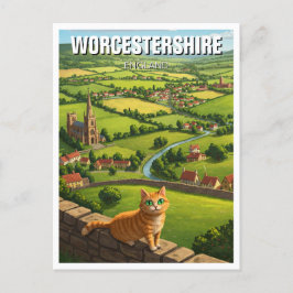 Katze in Worcestershire England Travel Postkarte