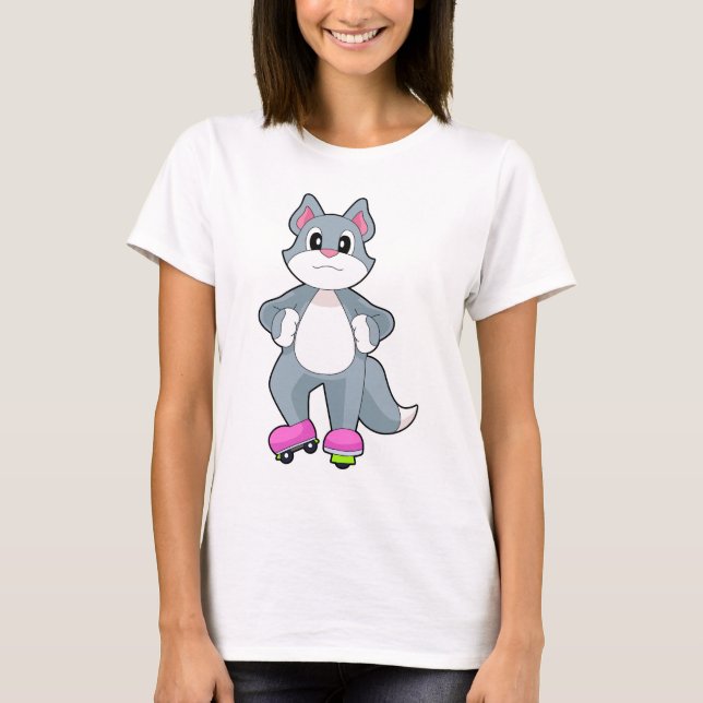 Katze Inline-Skating Inline-Skates Sport T-Shirt (Vorderseite)