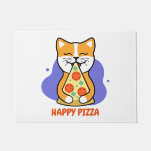 Katze isst eine Pizza    Fußmatte