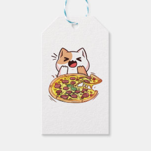 Katze isst eine Pizza Geschenkanhänger