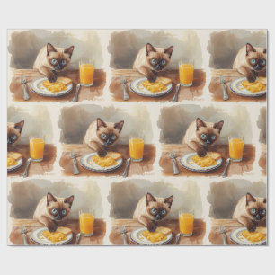 Katze isst Frühstück Geschenkpapier