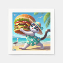 Katze isst Hamburger