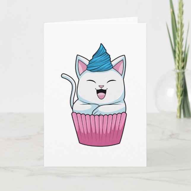 Katze isst Muffin Karte (Vorderseite)