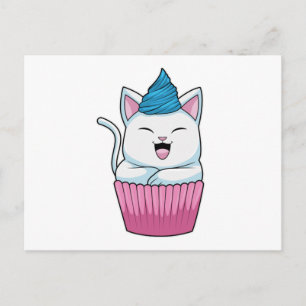 Katze isst Muffin Postkarte