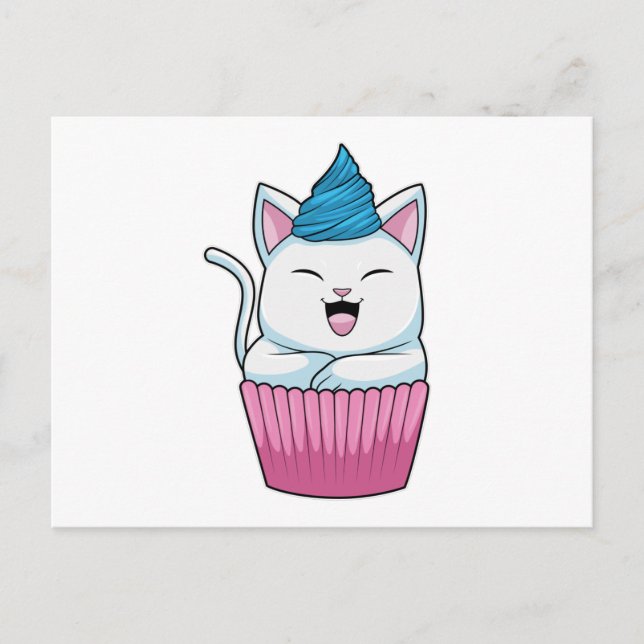 Katze isst Muffin Postkarte (Vorderseite)