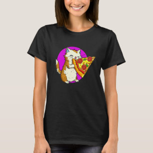 Katze isst Pizza Cat und Pizza Design T-Shirt